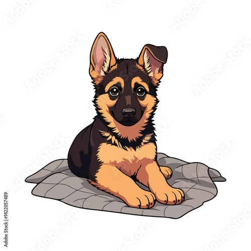 Cute German Shepherd Dog Cartoon Vector Icon Illustration Animal Nature Icon Isolated Flat Vector