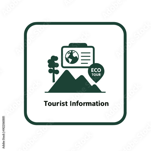 Eco tourist information icon for sustainable travel guides and eco-tourism platforms