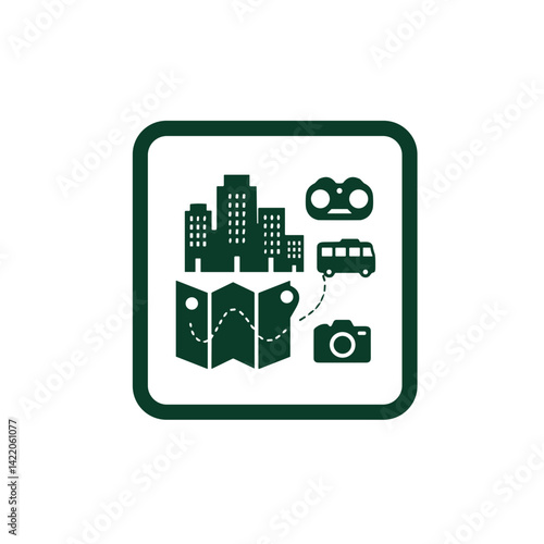 City tour icon for travel guides and urban sightseeing apps