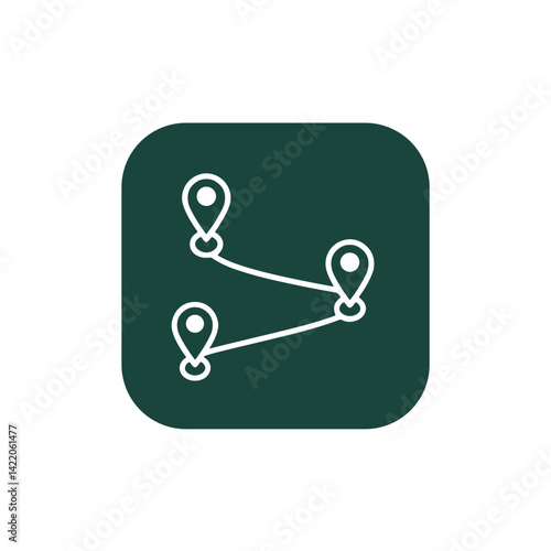 Route icon for travel planning and navigation apps
