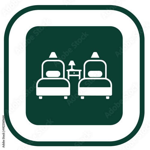 Double room icon for hotel and travel booking apps