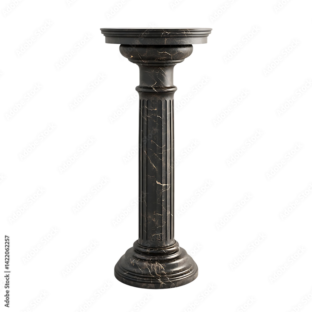 Black marble pedestal isolated on black background Black marble pedestal isolated on black background