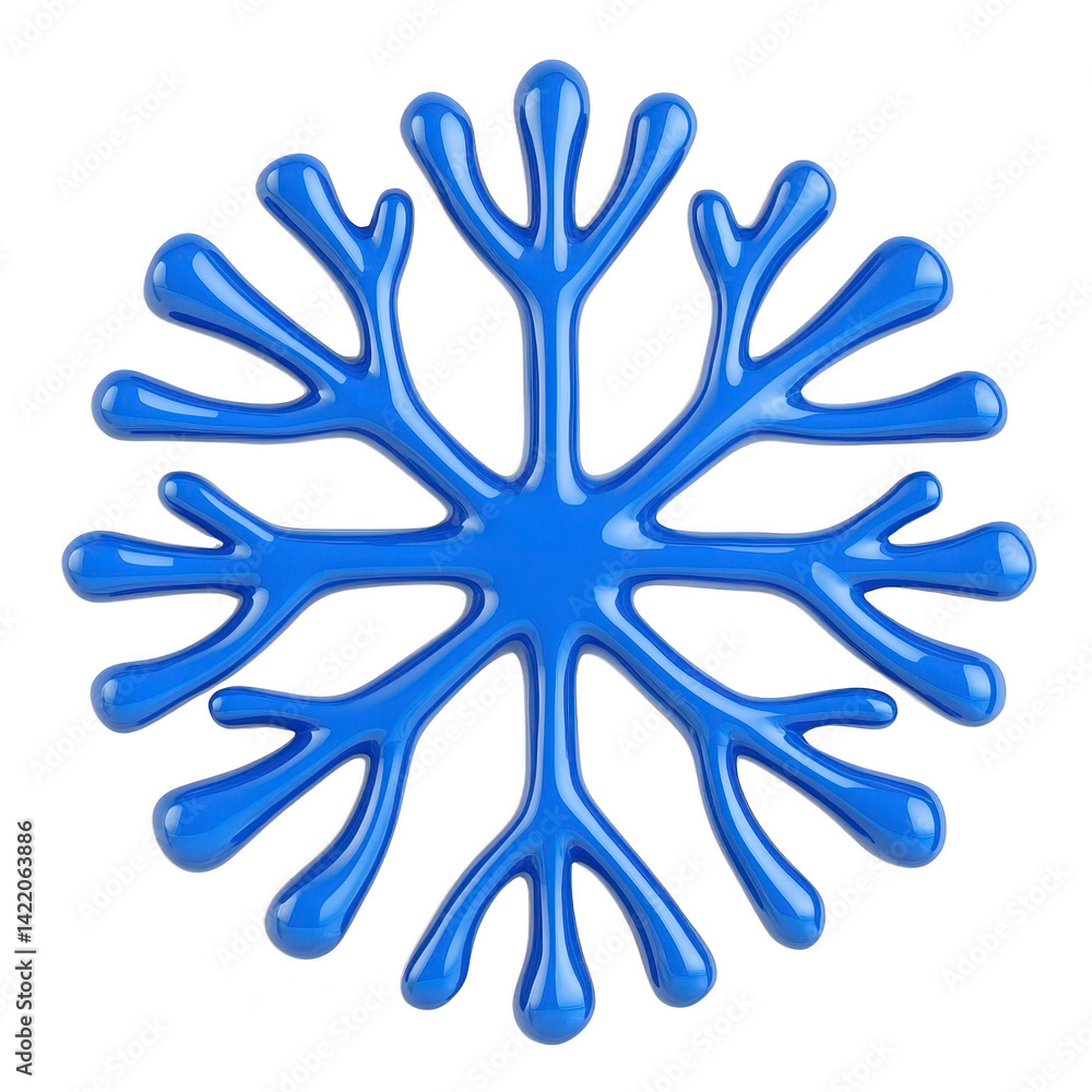 shiny blue snowflake with unique branching pattern, symbolizing winter and cold weather, isolated on transparency background. design is intricate and symmetrical shiny blue snowflake with unique branching pattern, symbolizing winter and cold weather, isolated on transparency background. design is intricate and symmetrical