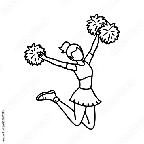 cheerleader jumps icon, cheerleader jumps line art - simple line art of cheerleader jumps, perfect for cheerleader jumps logos and icons