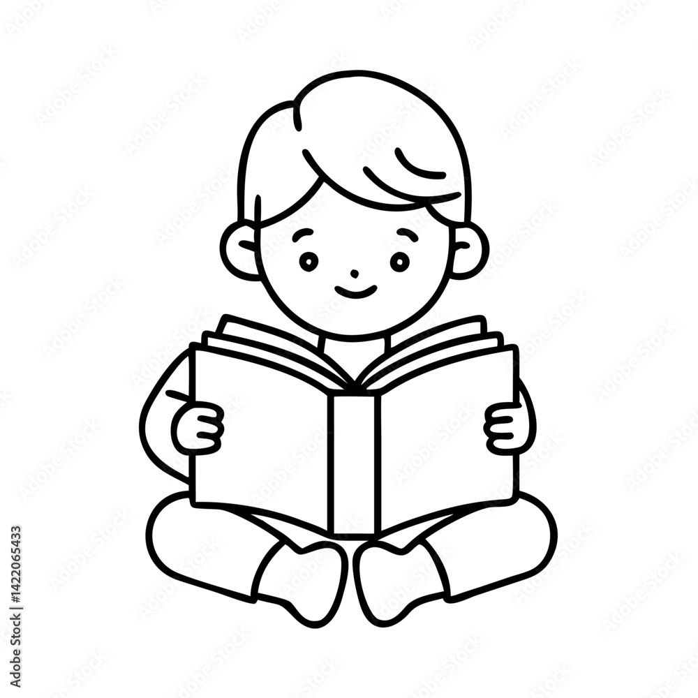 child reading icon, child reading line art - simple line art of child reading, perfect for child reading logos and icons child reading icon, child reading line art - simple line art of child reading, perfect for child reading logos and icons