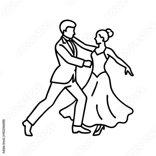 classic ballroom scene icon, classic ballroom scene line art - simple line art of classic ballroom scene, perfect for classic ballroom scene logos and icons