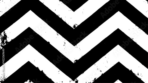 A black and white chevron patterned isolated white background. A visually appealing black and white zigzag pattern, perfect for adding a touch of simplicity and style to any project or design,