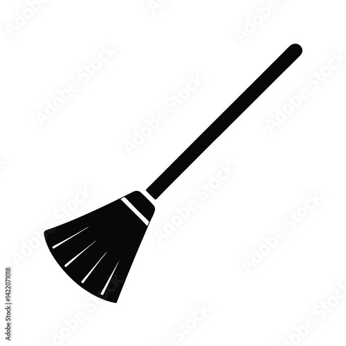 broom stencil icon silhouette vector illustration