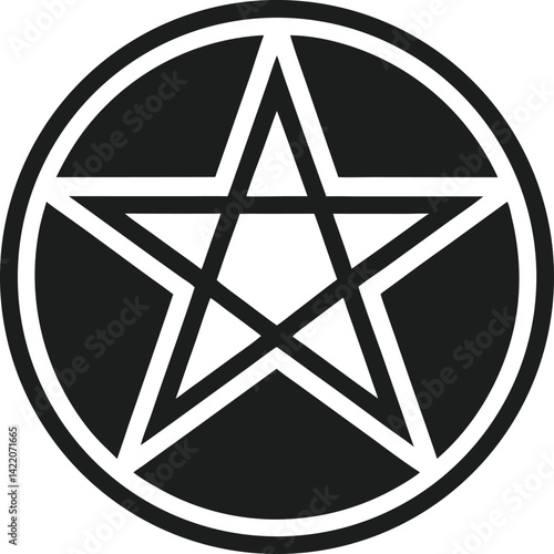 Gothic Style Pentagram Emblem in Circle