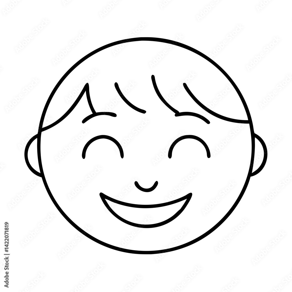 smiling child face icon, smiling child face line art - simple line art of smiling child face, perfect for smiling child face logos and icons smiling child face icon, smiling child face line art - simple line art of smiling child face, perfect for smiling child face logos and icons