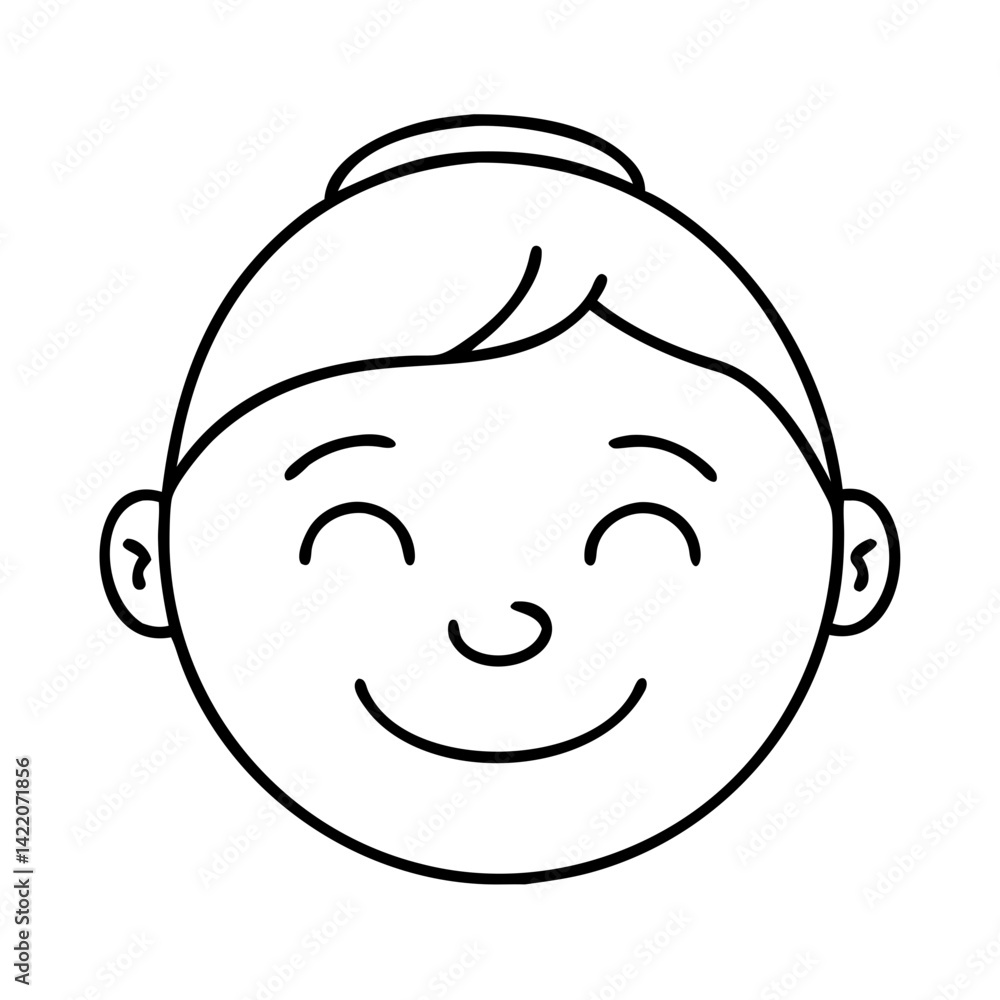 smiling child face icon, smiling child face line art - simple line art of smiling child face, perfect for smiling child face logos and icons smiling child face icon, smiling child face line art - simple line art of smiling child face, perfect for smiling child face logos and icons