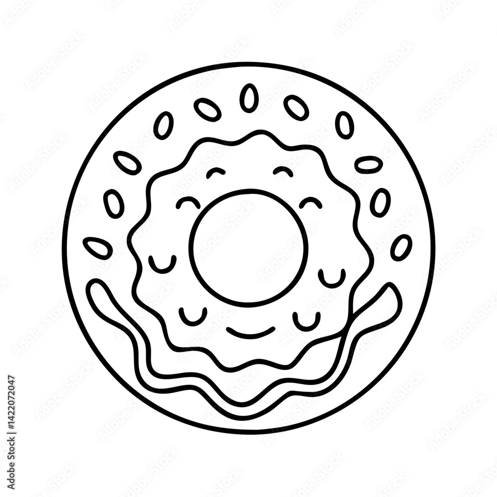 smiling doughnut icon, smiling doughnut line art - simple line art of smiling doughnut, perfect for smiling doughnut logos and icons smiling doughnut icon, smiling doughnut line art - simple line art of smiling doughnut, perfect for smiling doughnut logos and icons