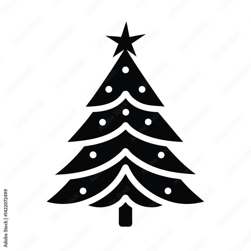 Fototapeta premium christmas tree stencil icon silhouette vector illustration