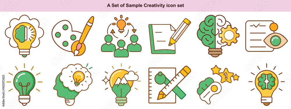 Creativity Icons Vector Set: Ideas, Innovation, Design & More Creativity Icons Vector Set: Ideas, Innovation, Design & More