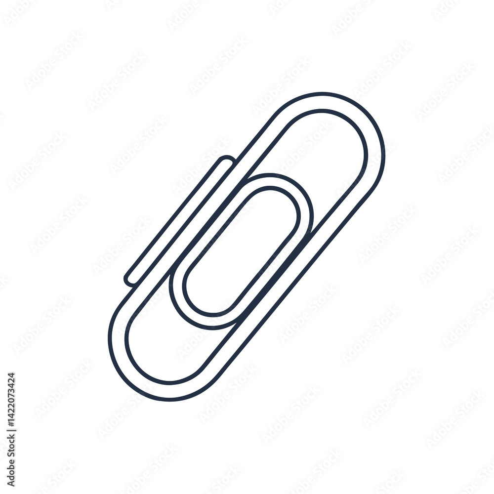 Minimal line icon of paperclip in white background vector illustration Minimal line icon of paperclip in white background vector illustration