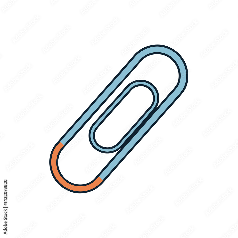 Minimal line icon of paperclip in white background vector illustration Minimal line icon of paperclip in white background vector illustration
