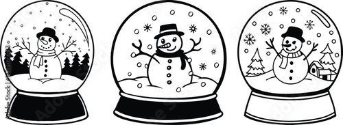 Festive Snow Globes with Snowmen in Winter Scenes for Holiday Decorations
