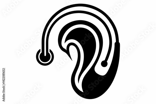 Hearing Aid Black Silhouette Vector Illustration