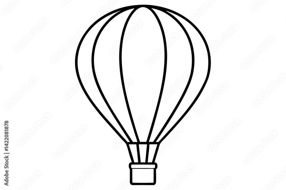 Naklejka premium Hot Air Balloon Line Art Vector Illustration