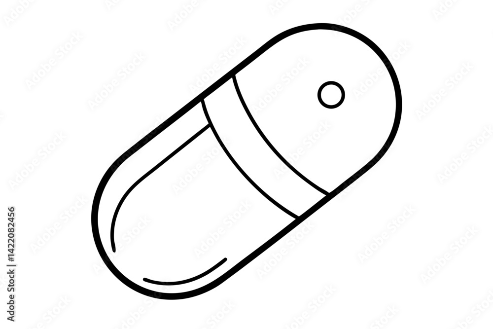 Pill Capsule Line Art Vector Illustration Pill Capsule Line Art Vector Illustration
