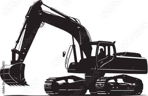 Power in Motion: Excavator Silhouette Art