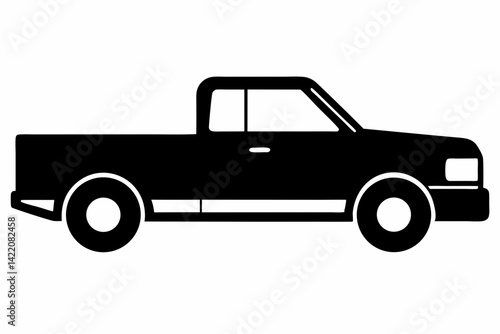 Pickup Truck Black Silhouette Vector Illustration