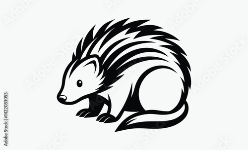 Porcupine silhouette, Animal vector icon, Spiky mammal graphic, Wildlife illustration design