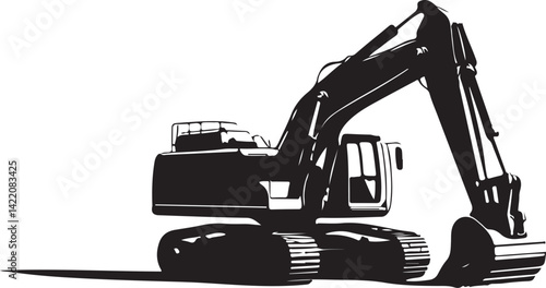 Power in Motion: Excavator Silhouette Art