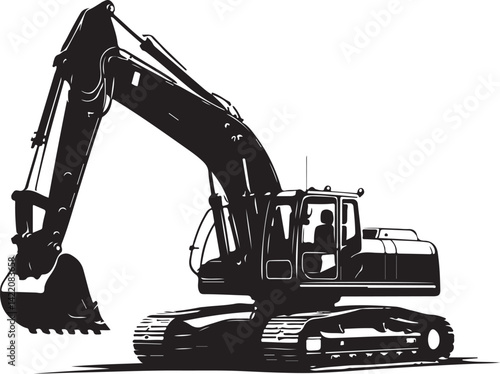 Power in Motion: Excavator Silhouette Art