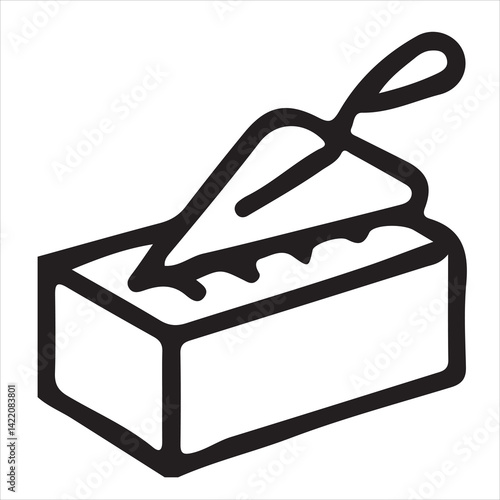 Simple vector illustration of trowel and mortar box.