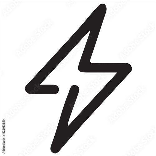 Simple black lightning bolt icon isolated on white background.
