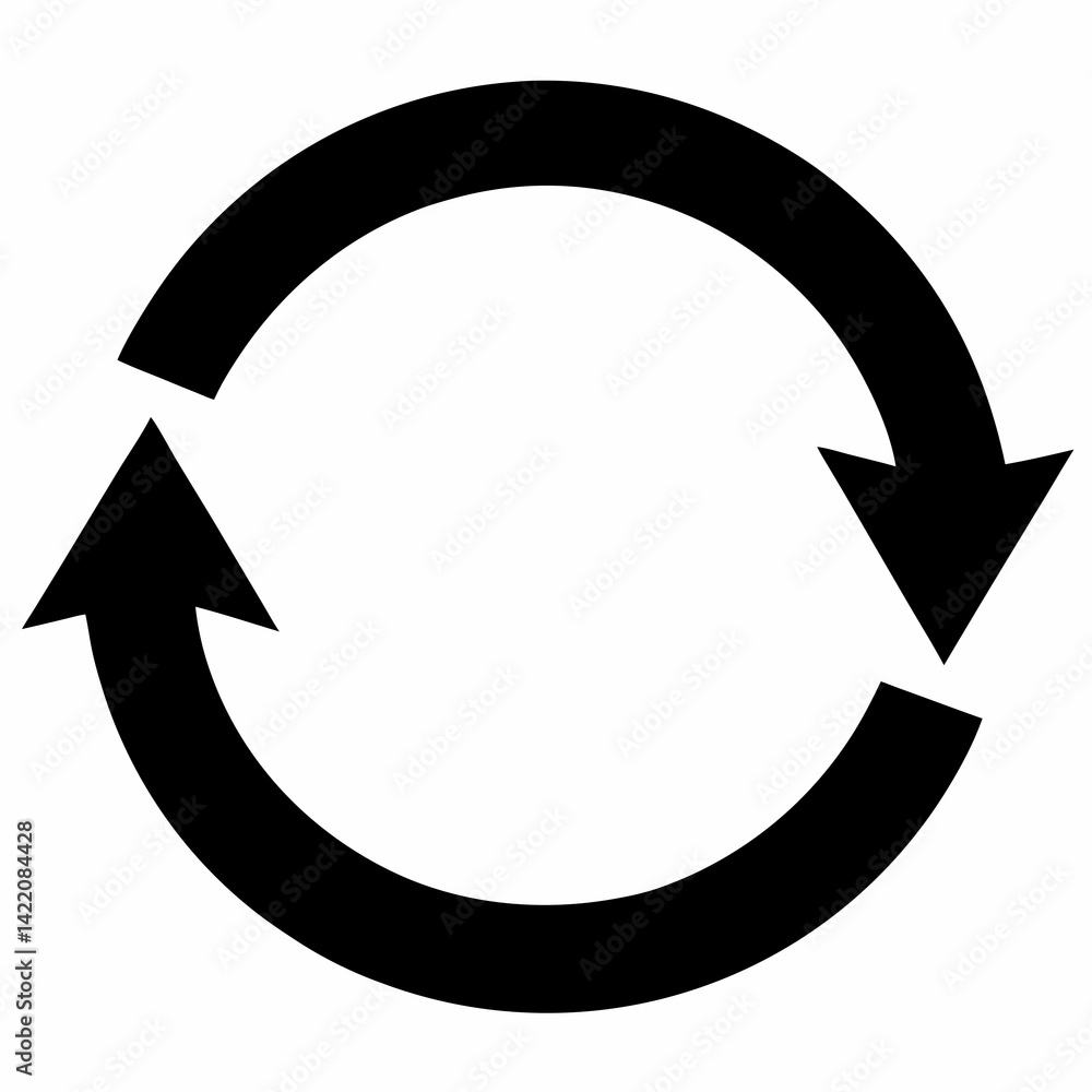 Black Circular Refresh Arrow Icon – Sync Loop Symbol Vector Design Black Circular Refresh Arrow Icon – Sync Loop Symbol Vector Design