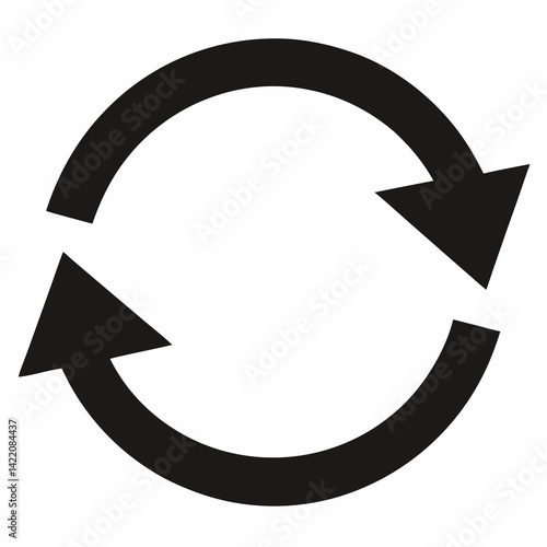 Black Circular Refresh Arrow Icon – Sync Loop Symbol Vector Design"