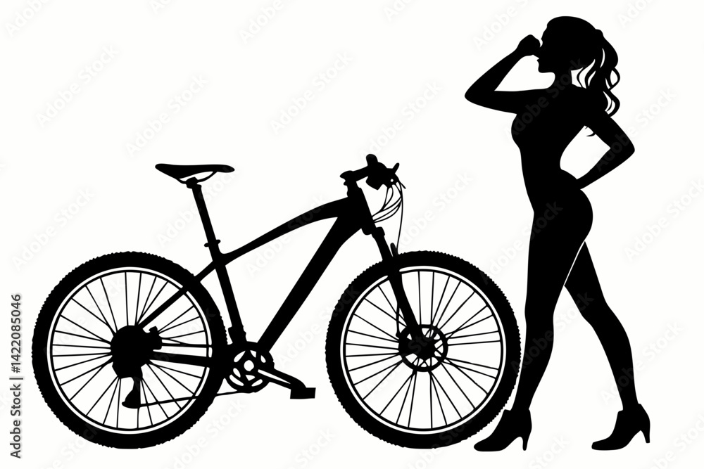 Fototapeta premium sexy girl and bike silhouette black vector