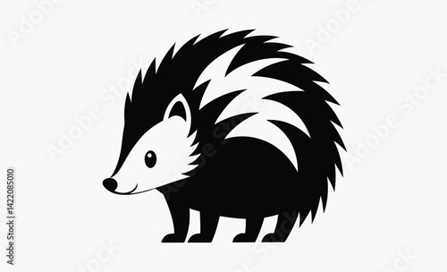 Porcupine silhouette, Animal vector icon, Spiky mammal graphic, Wildlife illustration design