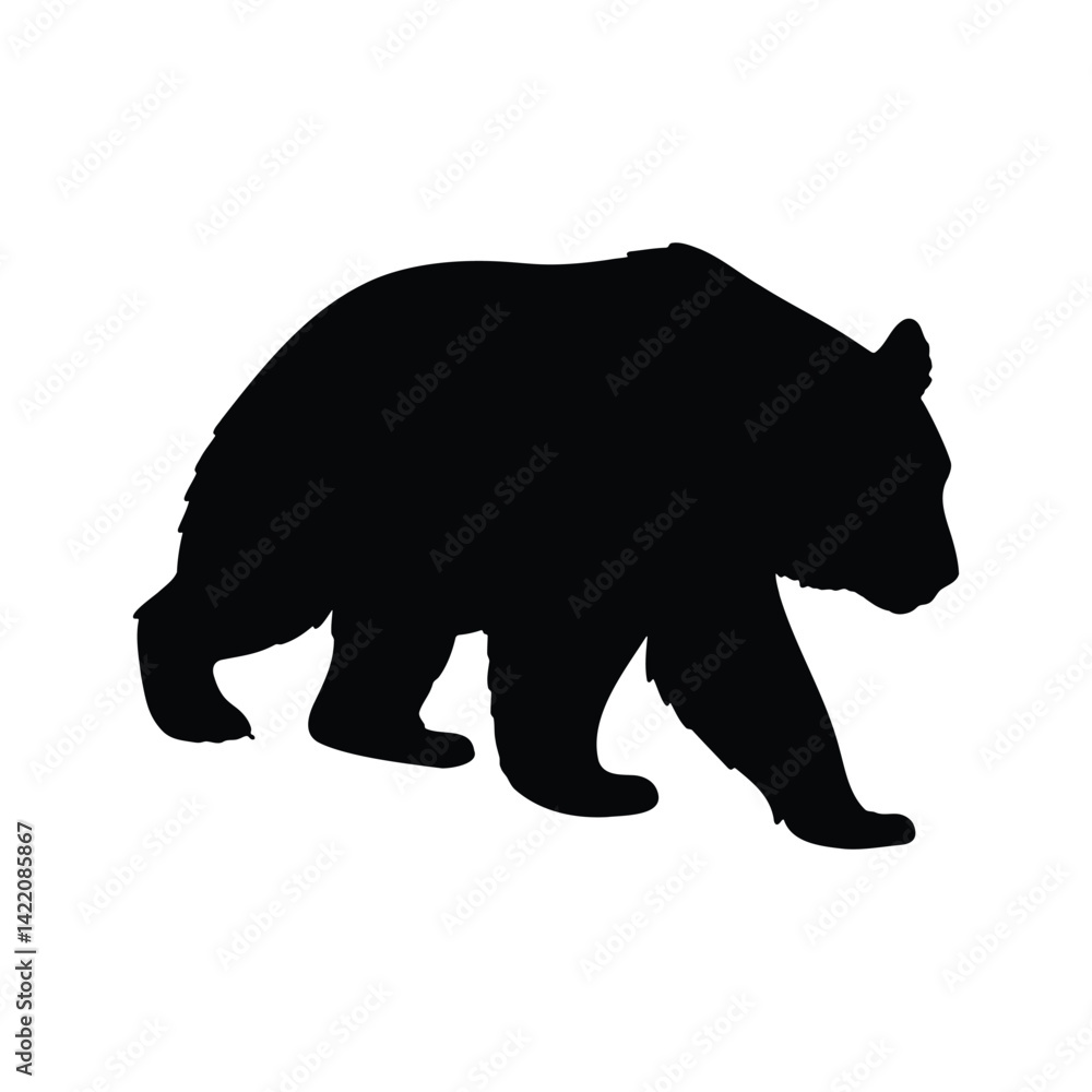 Fototapeta premium Silhouette of panda bear in black isolated on white background