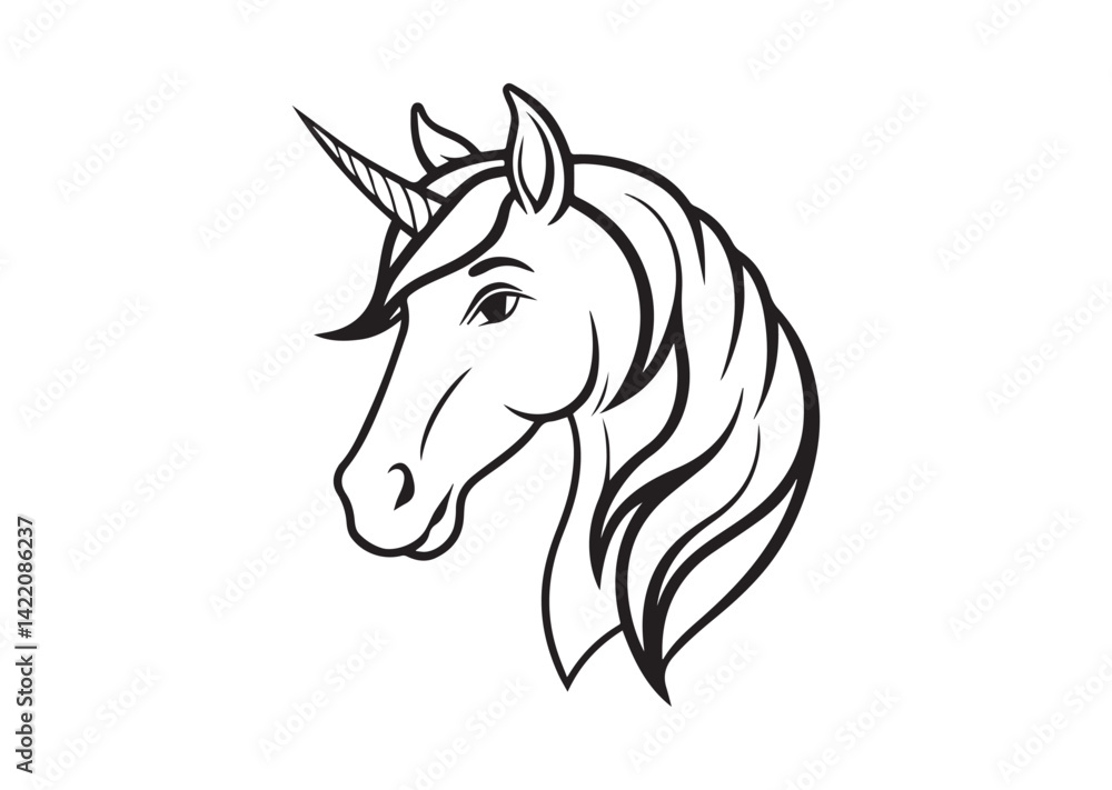 Horse head unicorn silhouette vector Horse head unicorn silhouette vector