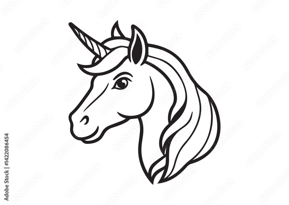 Horse head unicorn silhouette vector Horse head unicorn silhouette vector