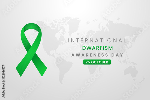 Dwarfism Awareness Month background design with Green silk ribbon.