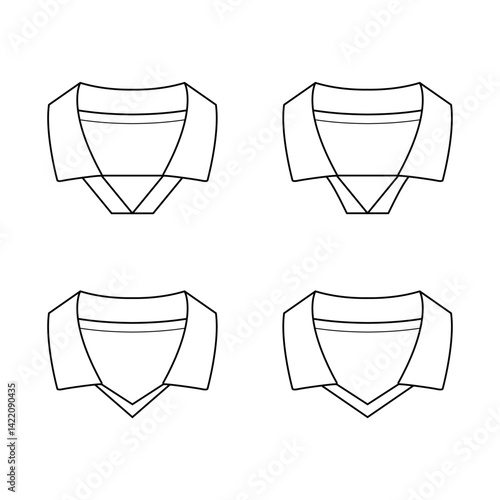 Retro Soccer Jersey Collar Set – Editable Vector Elements