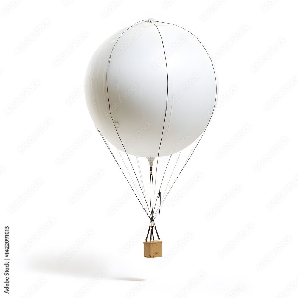 Obraz premium White Balloon with Cargo, Flight, and Studio.