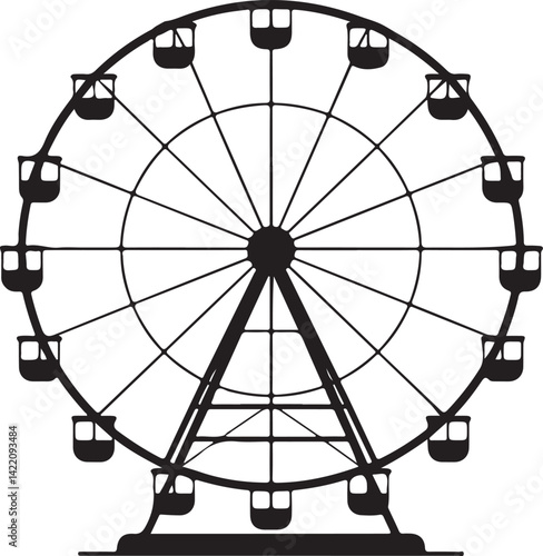 Beautiful black Ferris wheel silhouette vector illustration