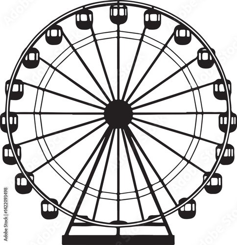 Beautiful black Ferris wheel silhouette vector illustration