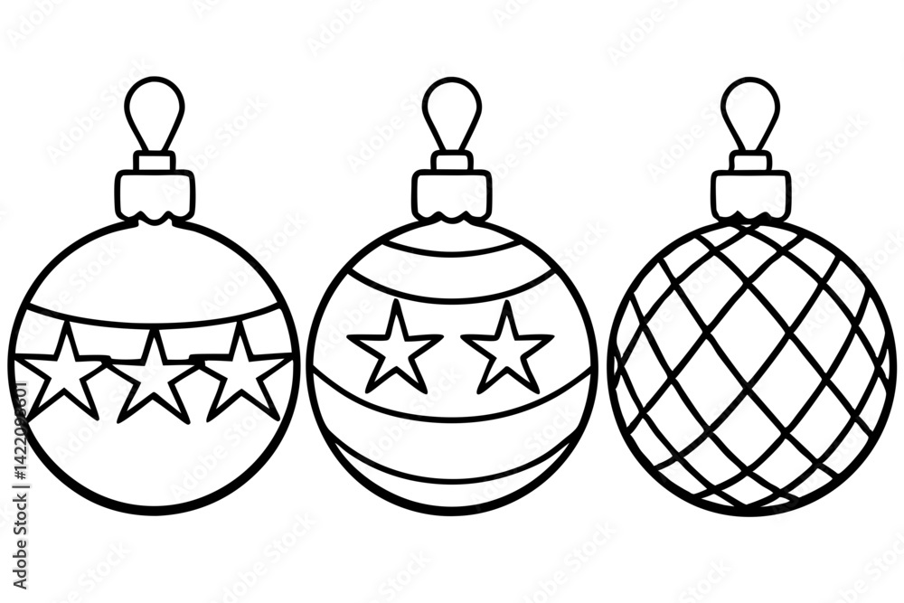Fototapeta premium Hand-Drawn Xmas Ornament Outline Set