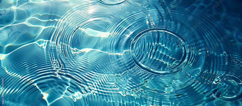 Close-Up Blue Pool Water with Overlapping Circular Ripple Patterns Close-Up Blue Pool Water with Overlapping Circular Ripple Patterns