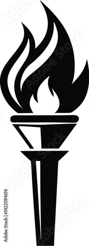 Flame torch silhouette, Burning flame torch icon vector illustration on a white background