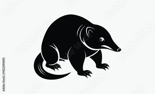 Mole silhouette, Burrowing animal vector, Small mammal icon, Wildlife illustration design