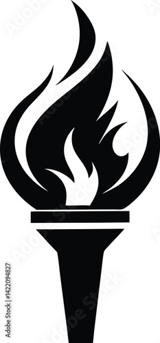 Flame torch silhouette, Burning flame torch icon vector illustration on a white background