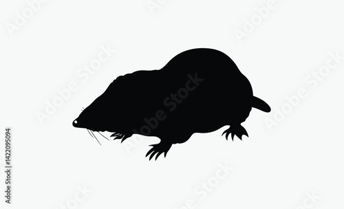 Mole silhouette, Burrowing animal vector, Small mammal icon, Wildlife illustration design