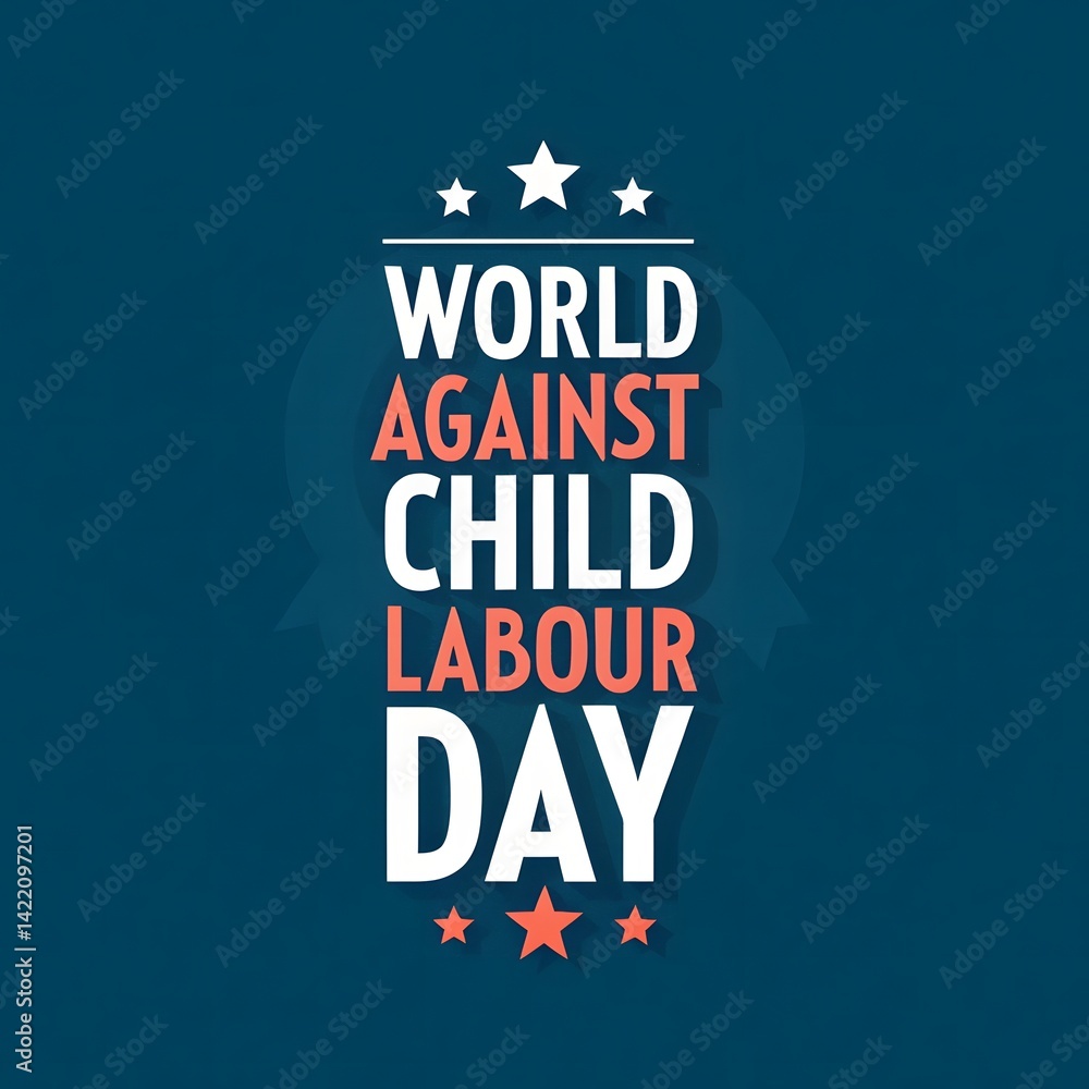 Fototapeta premium World Against Child Labour Day Poster with Children Protection and Education Theme